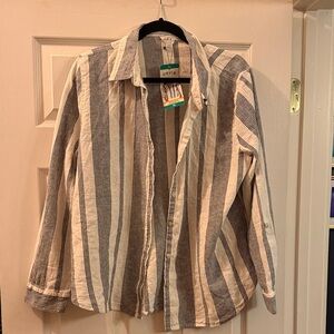 Orvis Blue and White Striped Shirt